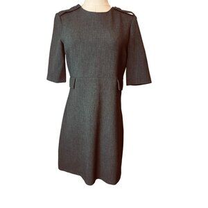 ZARA Womens Gray Short Sleeve Mini Dress With Shoulder Button Detail